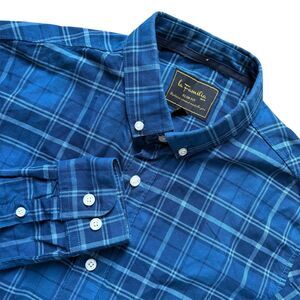 La Familia Shirt Mens Medium Blue Plaid Button Down Slim Fit Exclusive Sz M